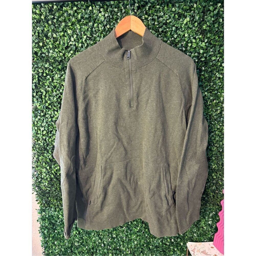 Duluth Trading Green Sweater Quarter Zip Pullover Sz Large Mens